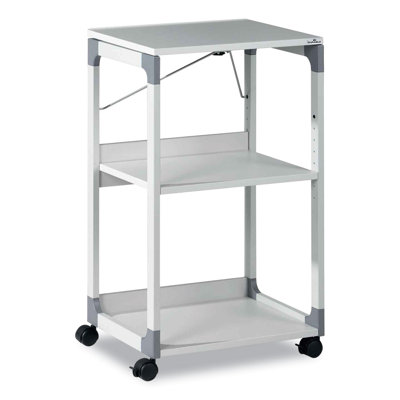 Durable  3-Tier Multimedia Trolley For Projectors, Metal, 3 Shelves, 20 X 17 X 34.75, Gray