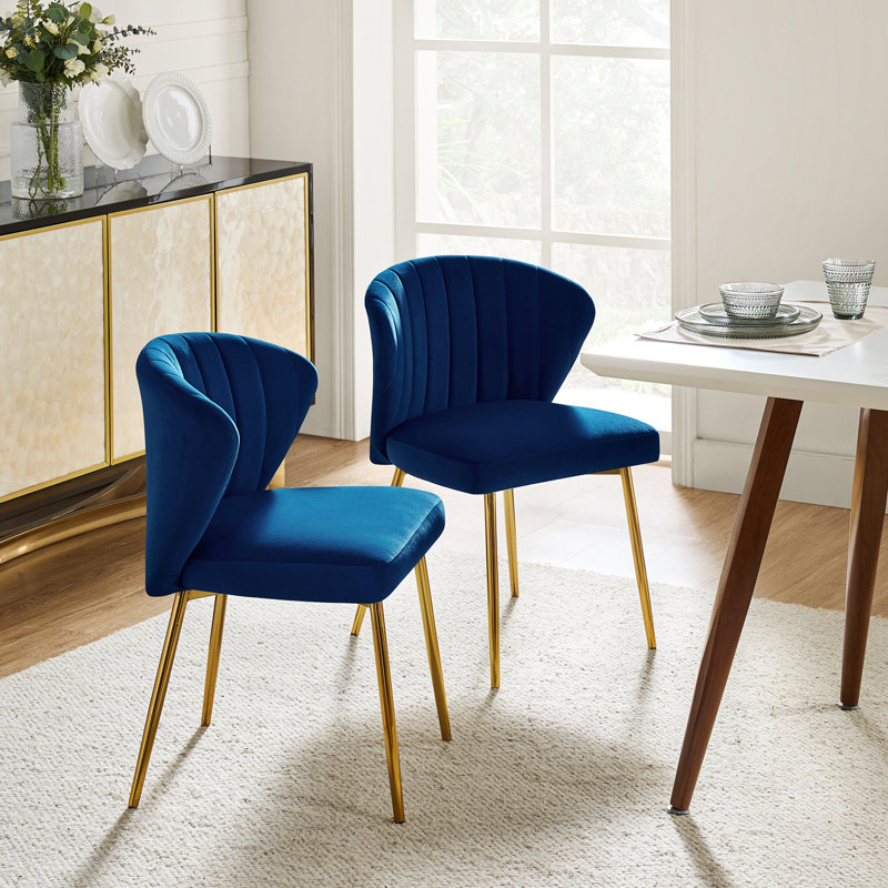 Chaise à oreilles Leona, Velours marine
