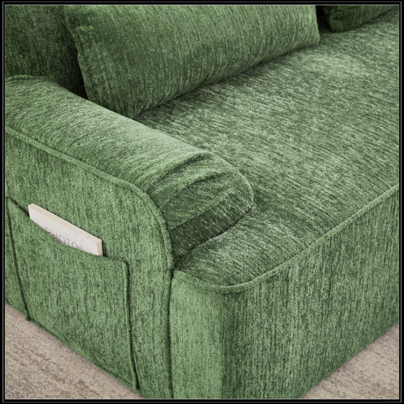 Canapé modulaire surdimensionné en L Chenille, design minimaliste, canapé-lit confortable pour les salons, les appartements et les espaces de réception