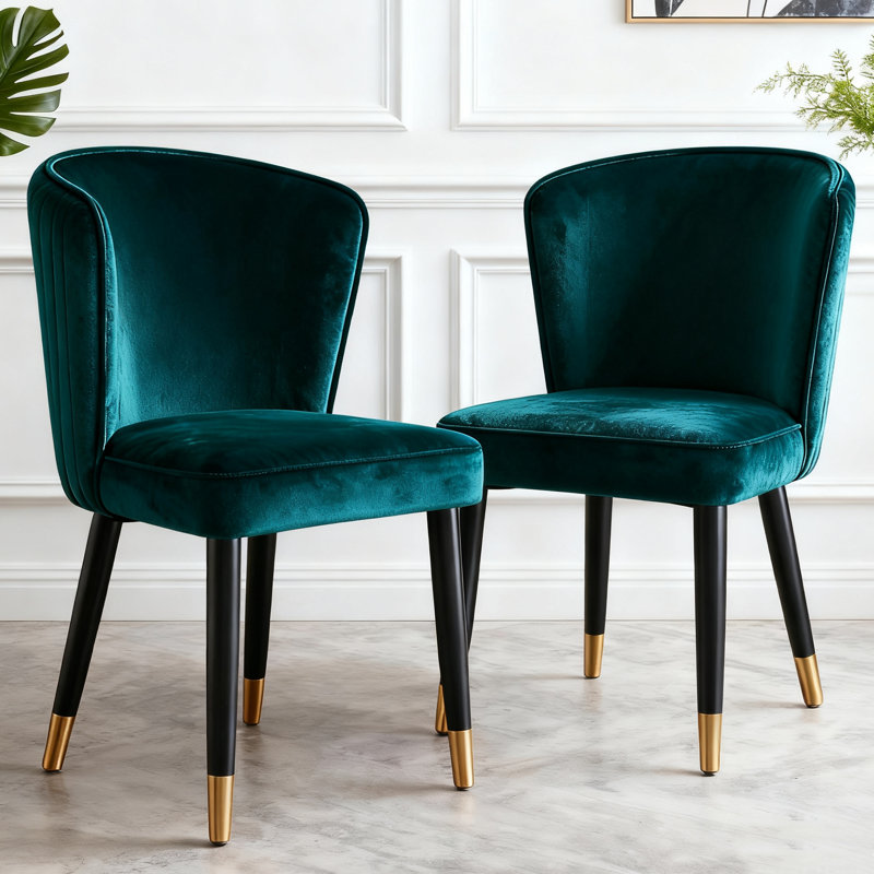 Chaise de coiffeuse en velours avec pieds en bois massif, chaise d'appoint