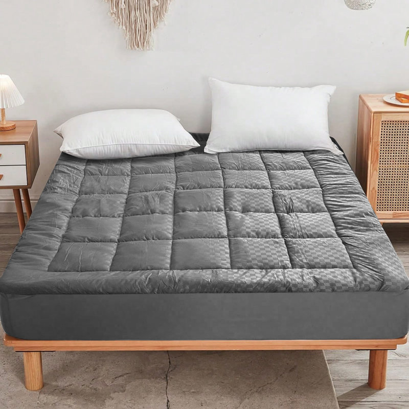 Solid-color embossed mattress bedspread, King, Gray