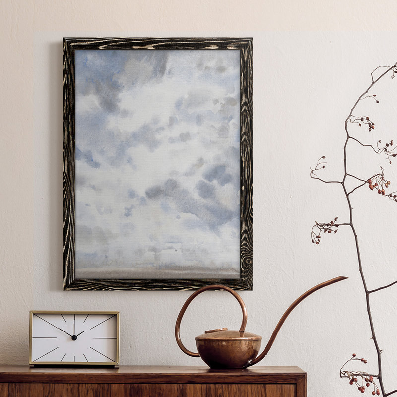 Ciel bleu IV - Peinture sur toile encadrée, H 20 po x l 17 po x P 1 po, Noir
