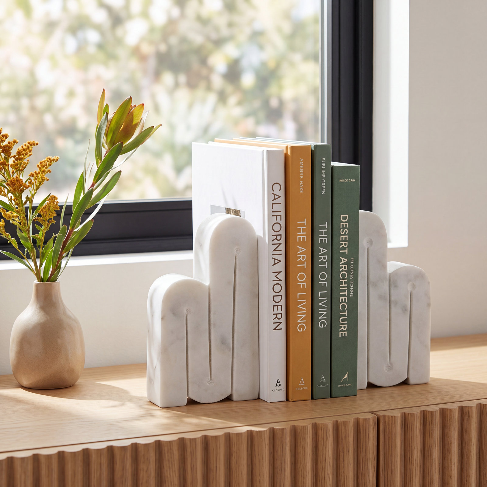 Genuine Marble Swirl Decorative Bookends