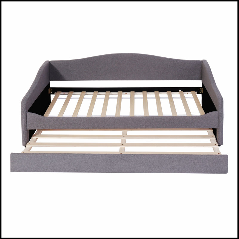 Upholstered Daybed with LED Lighting and Trundle, Modern Design for Comfort and Space Efficiency, Gray, Twin