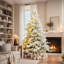 Sapin de Noël élégant enneigé avec lumières-648887276