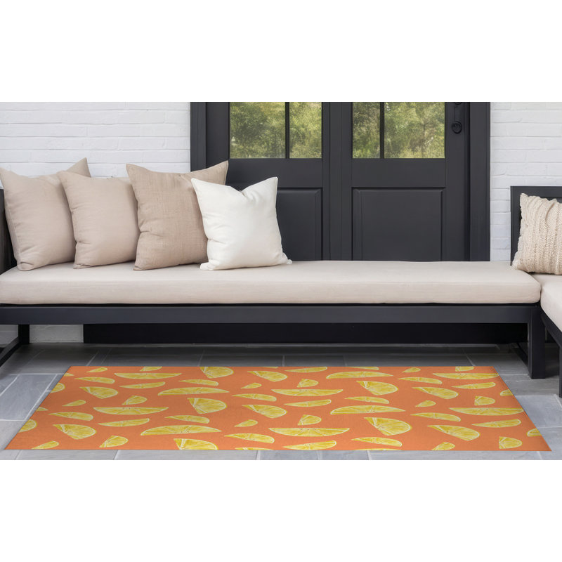Summer Lemon Outdoor Rug, Rectangle 4' x 6'