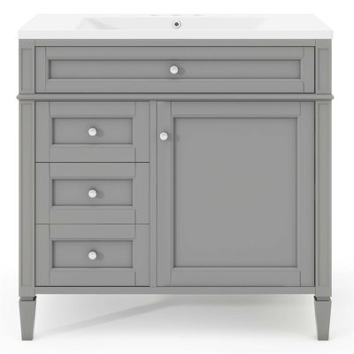 Garlon 36'' Bathroom Vanity With Top Sink, Modern Bathroom Storage Cabinet With 2 Drawers And A Tip-Out Drawer, Adjustable Shelf, Single Sink Bathroom Vanity