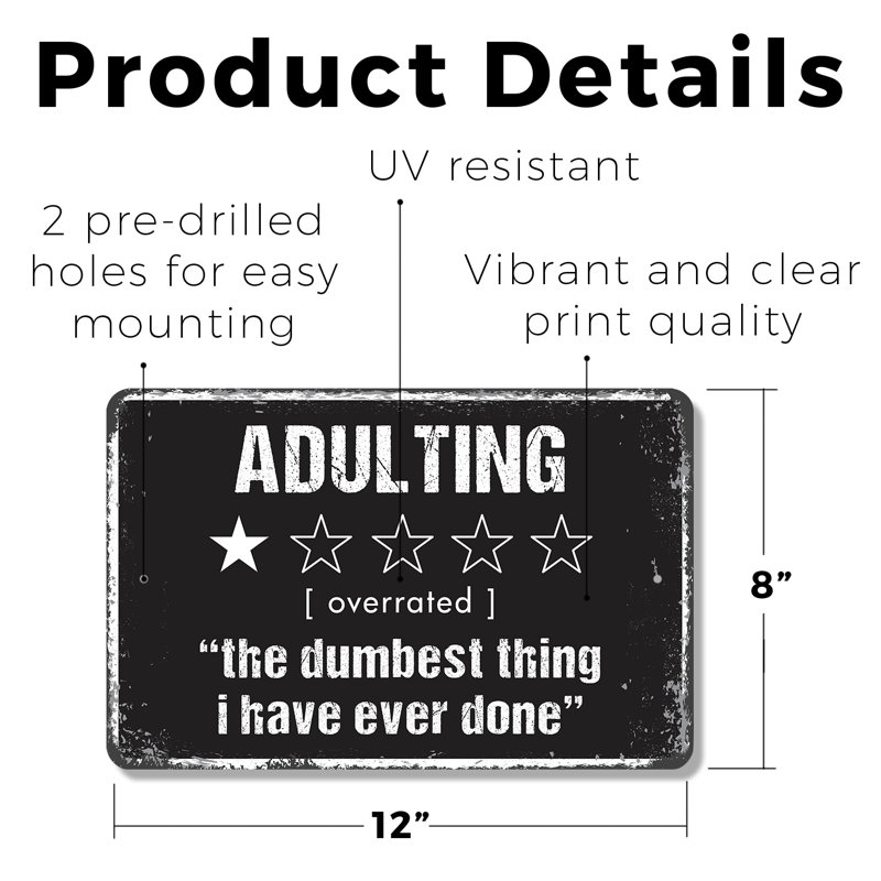 Adulting Is Hard (paquet de 2) en plastique 8 po x 12 po