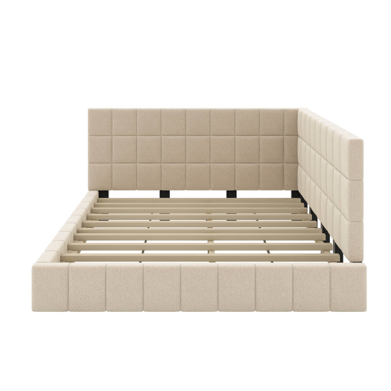 Full Size Upholstered Daybed Bed, Beige