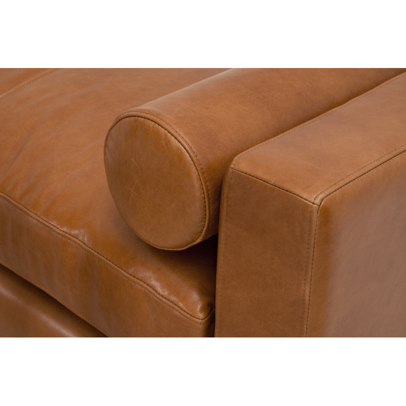 Banc en cuir véritable, H 24,5 po x l 63 po x P 21,5 po
