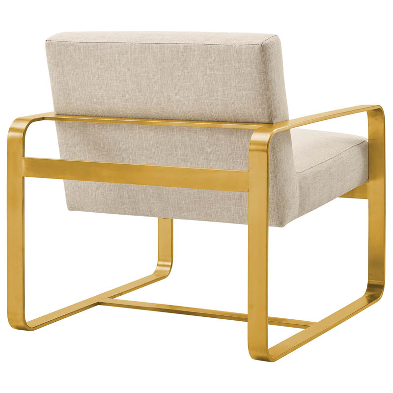 Modway Astute Upholstered Velvet Armchair, Beige Polyester Blend