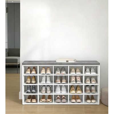 Entryway Storage Bench With Cushioned Seat