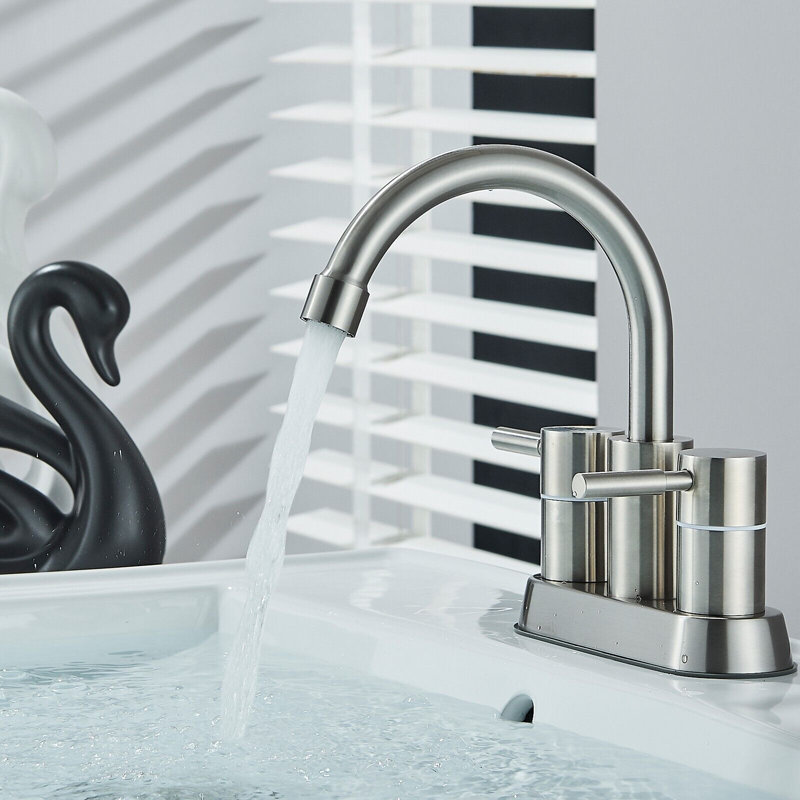 2-handle Bathroom Faucet with Drain Assembly