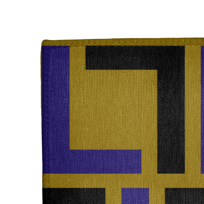 Tapis rond jaune / mauve à motif géométrique, Rectangle 2 pi x 3 pi