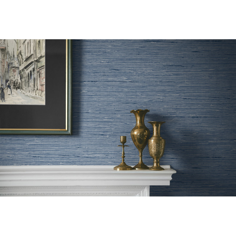 Papier peint en vinyle gaufré Ivy Bronx Designs, Bleu denim