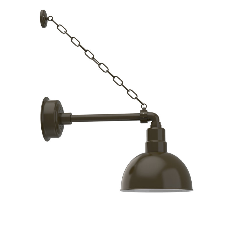 Luminaire de grange d’extérieur à del Dipkarpaz, H 12 po x l 10 po x P 22 po, Bronze acajou