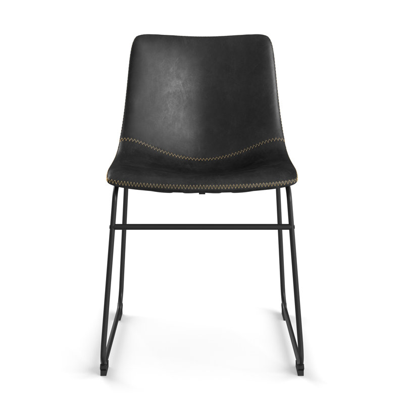 Nia Vegan Leather Side Chair, Black, Black Vegan Leather