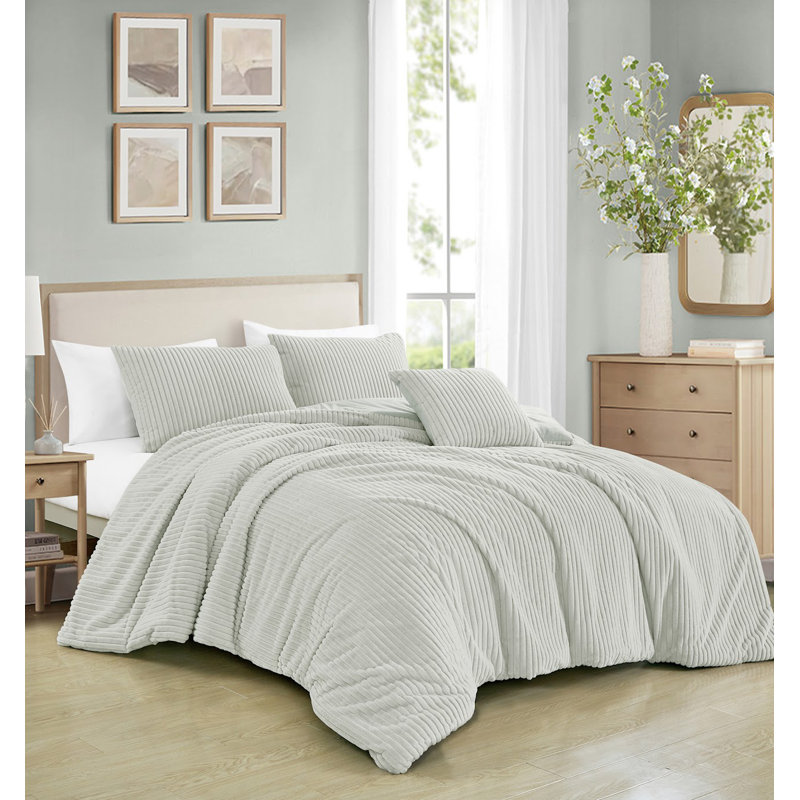 Ensemble d'édredon 4 pièces, Édredon très grand et 3 pièces supplémentaires, Gris