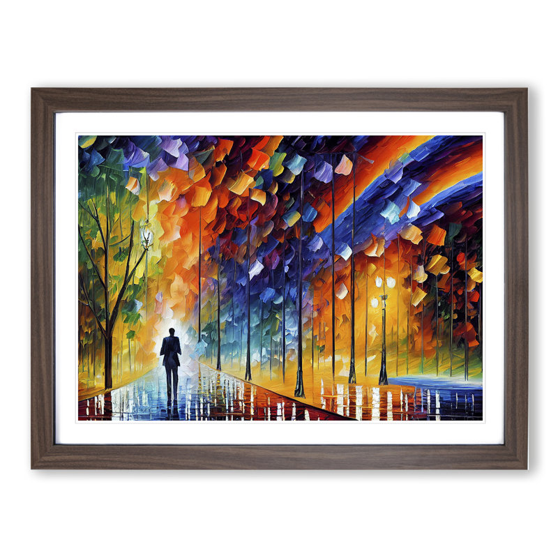 Alone By The Trees - Single Picture Frame Painting, 34cm H x 46cm W x 2cm D, Walnut