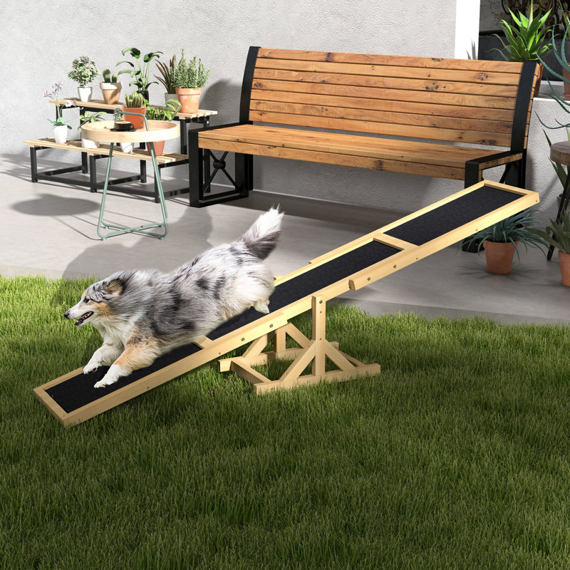 Balançoire à bascule en bois jaune 71 po x 12 po x 12 po pour chien