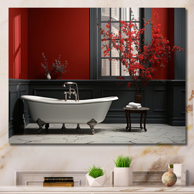 Rouge moderne, charme de salle de bain V - Art mural