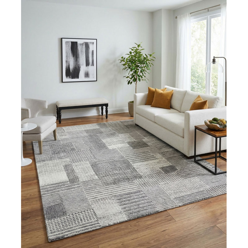 Tapis rectangulaire gris / noir / ivoire Zahi, Rectangle 12 pi x 15 pi