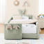 Lit plateforme simple avec matériau Boucle, conception mignonne d'oreille de lapin, fonctionnalité et rangement, couleur cyan pour la structure de la chambre à coucher, tête de lit, poche de rangement,-130428420