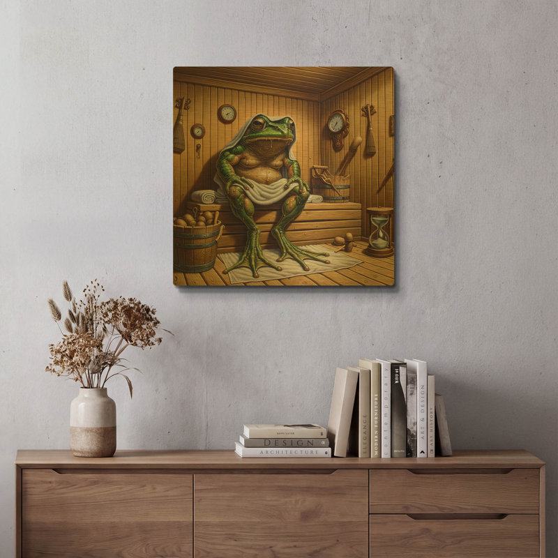  «Hot Sauna» par Rich Monet, art mural en métal doré, 24 po x 24 po, 24 po x 24 po