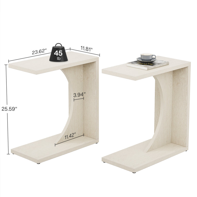 Tables de bout en bois manufacturé Heikki, Beige