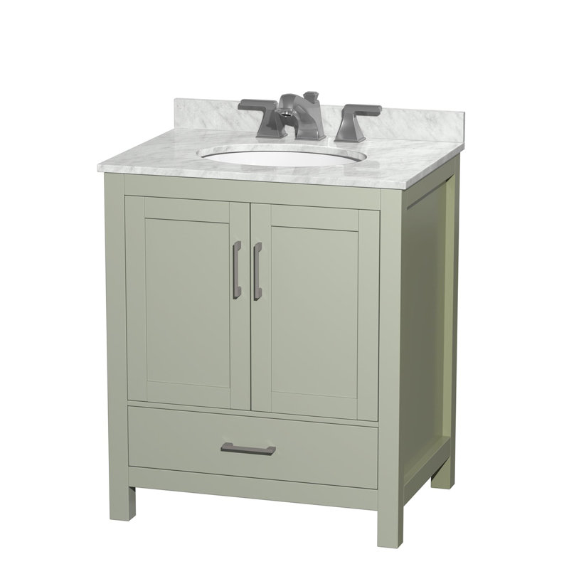 Sheffield 30" Freestanding Single Bathroom Vanity with Marble Top, Light Green