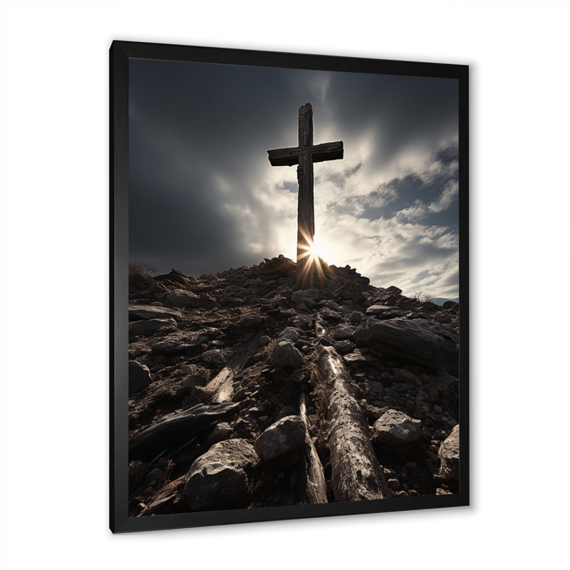 Neuville, croix religieuse, espoir céleste sur toile, Cadre photo noir, H 20 po x l 12 po x P 1 po