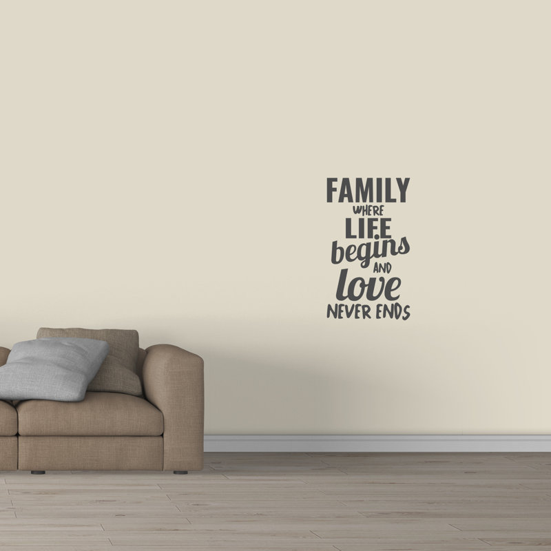 Décalcomanie murale family where life begins, Gris foncé