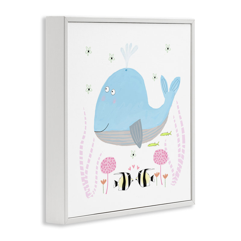 Bébé baleine et fleurs, estampe numérique, design par Carla Daly, H 17 po x l 17 po
