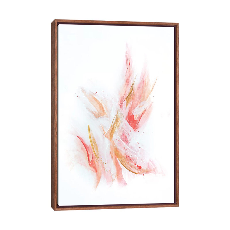 Rose Gold Ribbons - Print on Canvas, 101.6 cm H x 66.04 cm W, Classic Brown Wood Framed