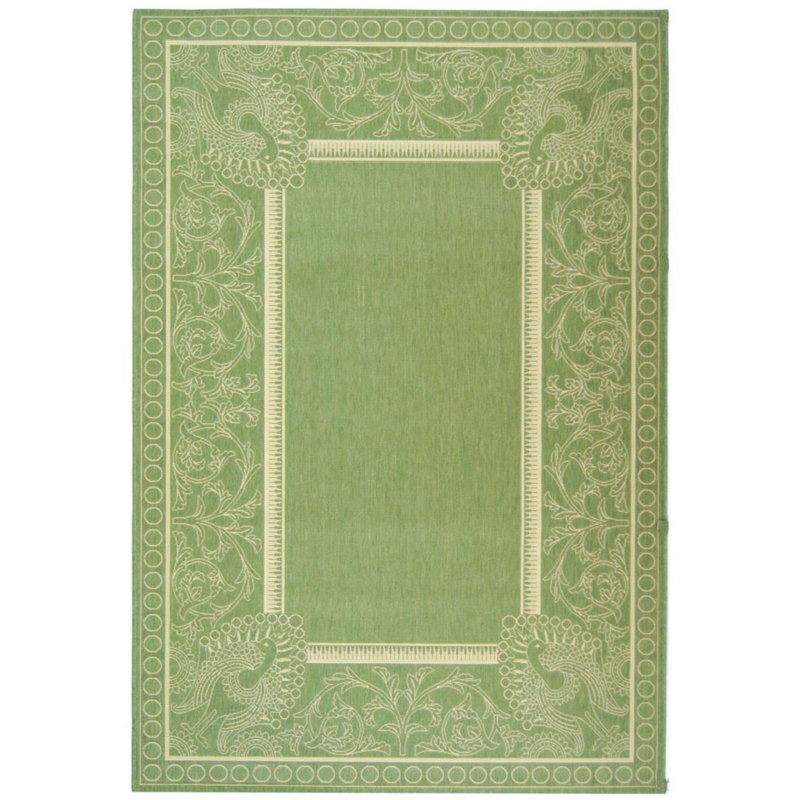 Arneshia Floral Hand-Woven Flatweave Olive/Natural Area Indoor/Outdoor Area Rug, Rectangle 2' x 3'7"