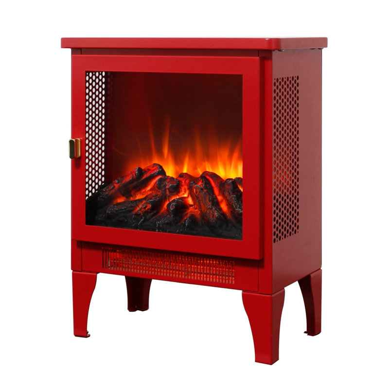 17 Inch Freestanding Electric Fireplace Stove, Classic Red, Csa/ul Certified, 3d Flame Effect, 1400w/700w (5000 Btu), Overheat Protection