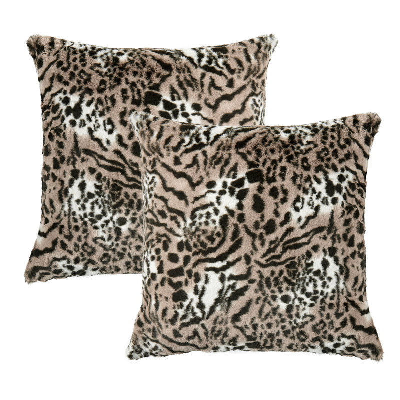 Animal Print Square Cushion Cover, Brown
