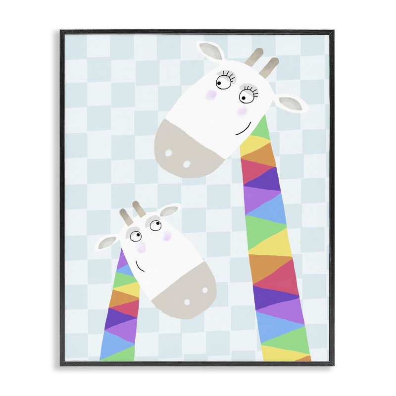 Giclée encadrée girafe arc-en-ciel, design par Carla Daly, H 20 po x l 16 po, Giclée encadrée noir minuit