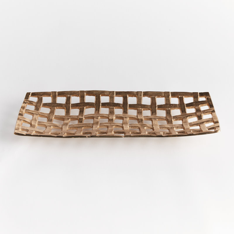 Carmiche Lopa Decorative Rectangular Tray,  Champagne Gold