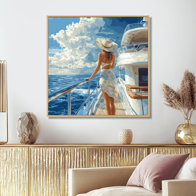 Audronius Woman Influencer On A Yacht I - woman Wall Art