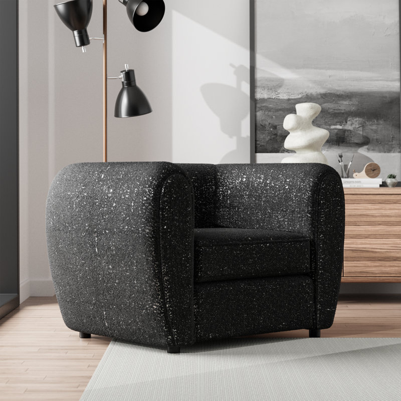Celal Upholstered Armchair, Black 100% Polyester
