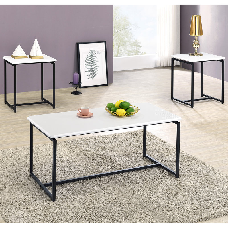Ensemble de tables basses 3 pièces Raff, Blanc