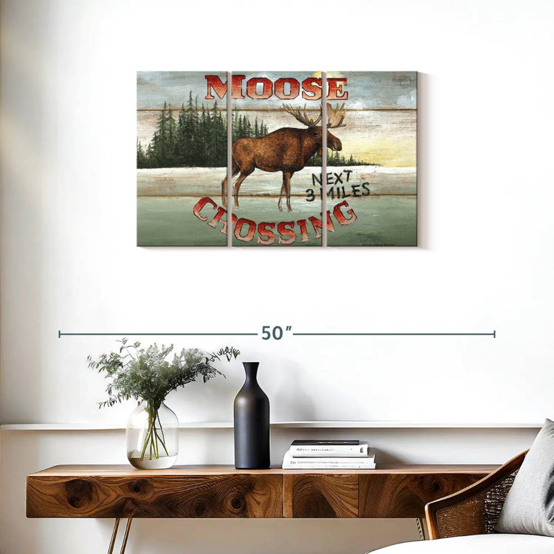 Moose Crossing I Wall Sign, 20" H x 33" W