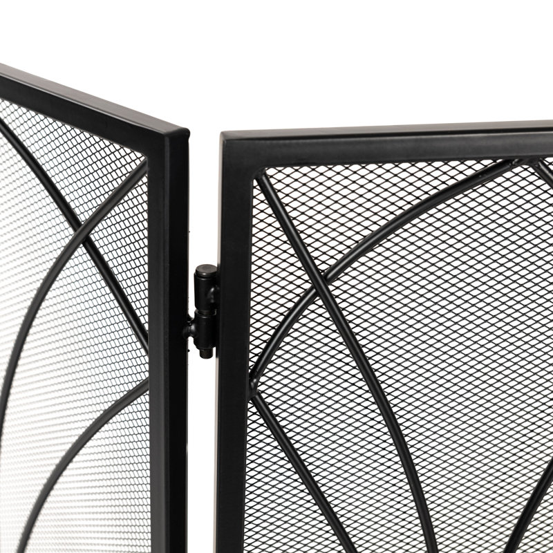 Victorian Gothic 3-Panel Iron Foldable Fireplace Screen