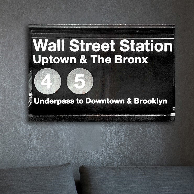 Wall Street Station - Art textuel sur toile tendue, H 10 po x l 15 po