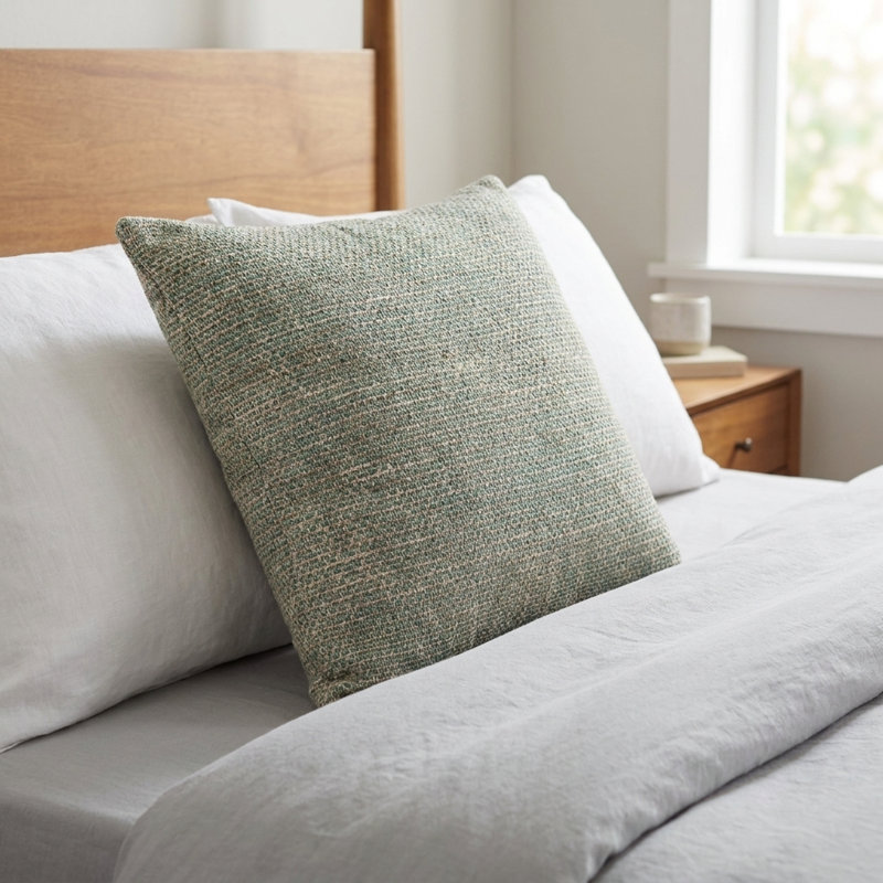 Coussin de luxe Jade Jesper, 26 po x 26 po, Vert / beige, Oreiller européen