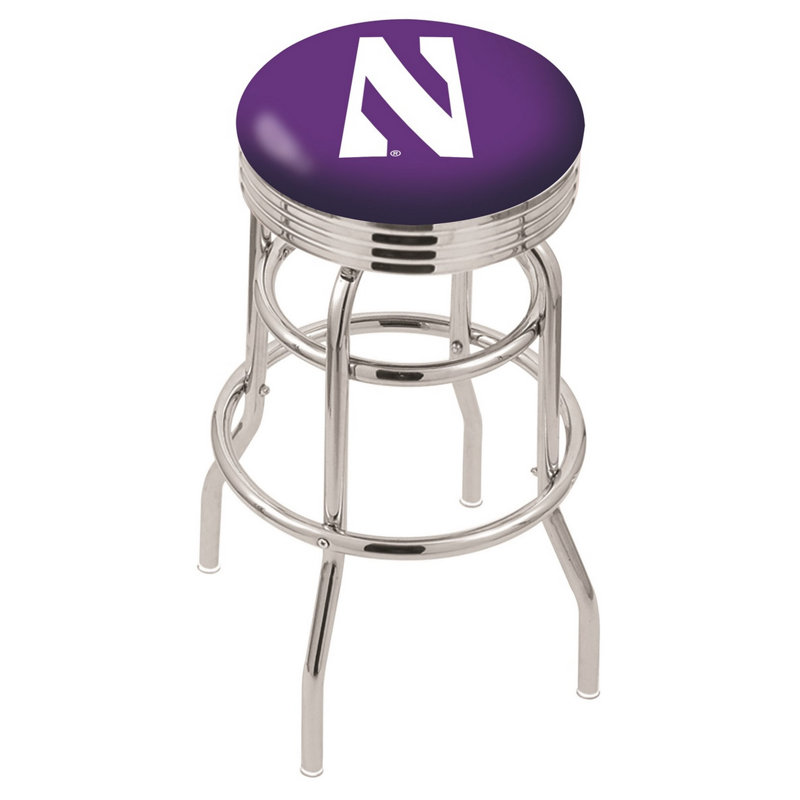 NCAA Bar & Counter Stool, Northwestern Wildcats, Counter Stool (25" Seat Height)