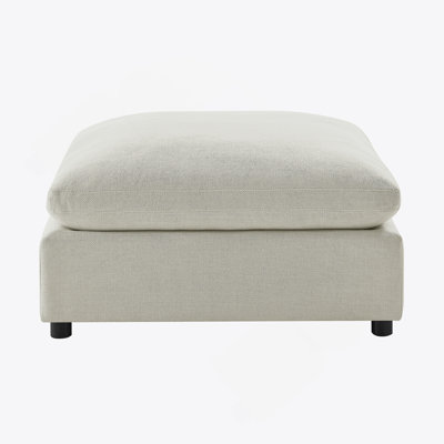 Beige Fabric 40 In. Square Ottoman
