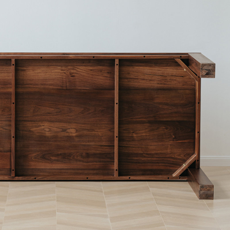 All Solid Walnut Long Rectangular Dining Table, 29.52"H x 86.61"L x 35.43"W