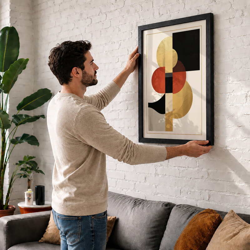 Abstraction Geometric - Framed Print, Black, A4 - 29.7 x 21.0 cm